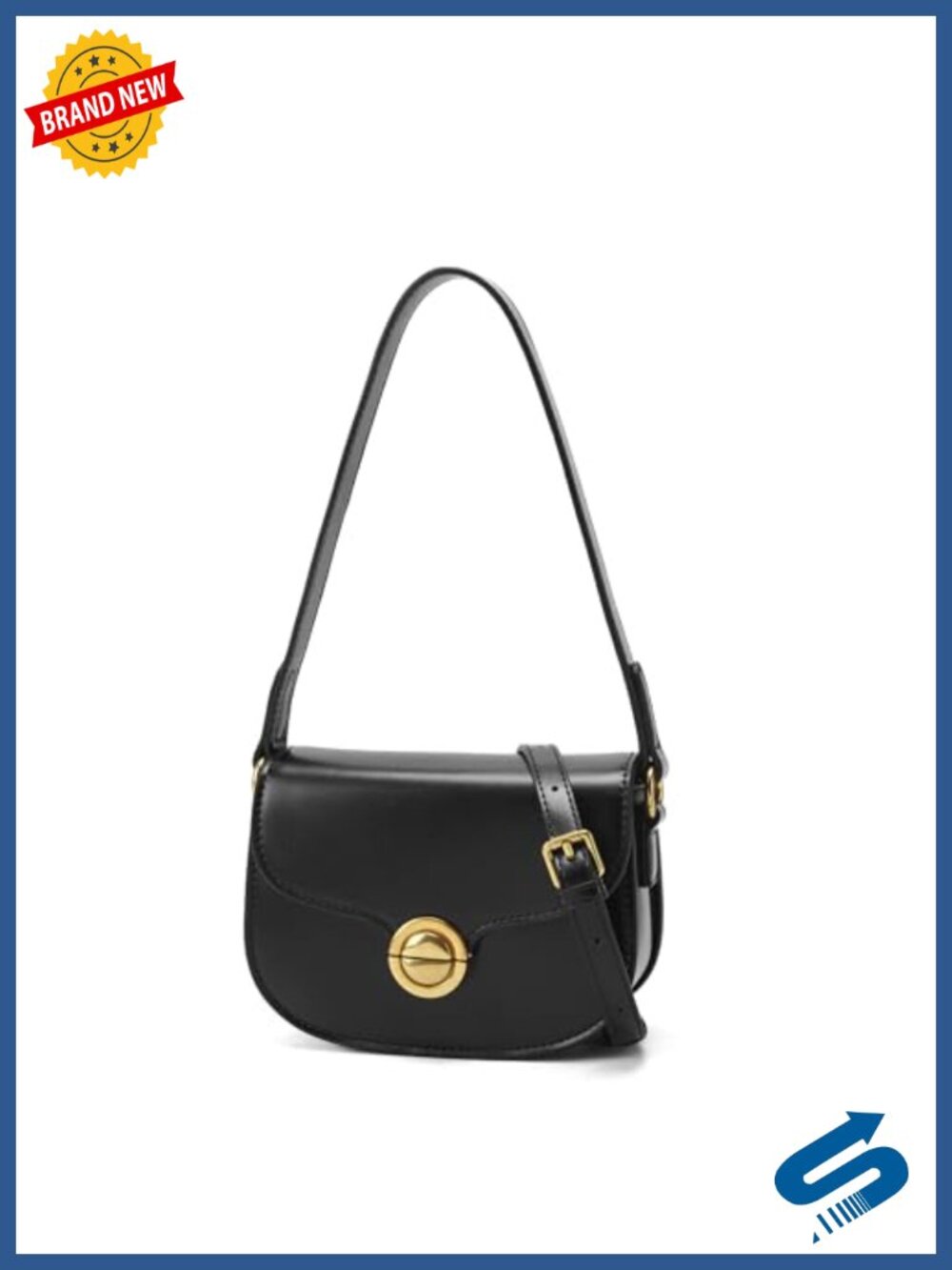 Vintage Saddle Crossbody Bag - PU Leather Mini Shoulder Bag with Adjustable